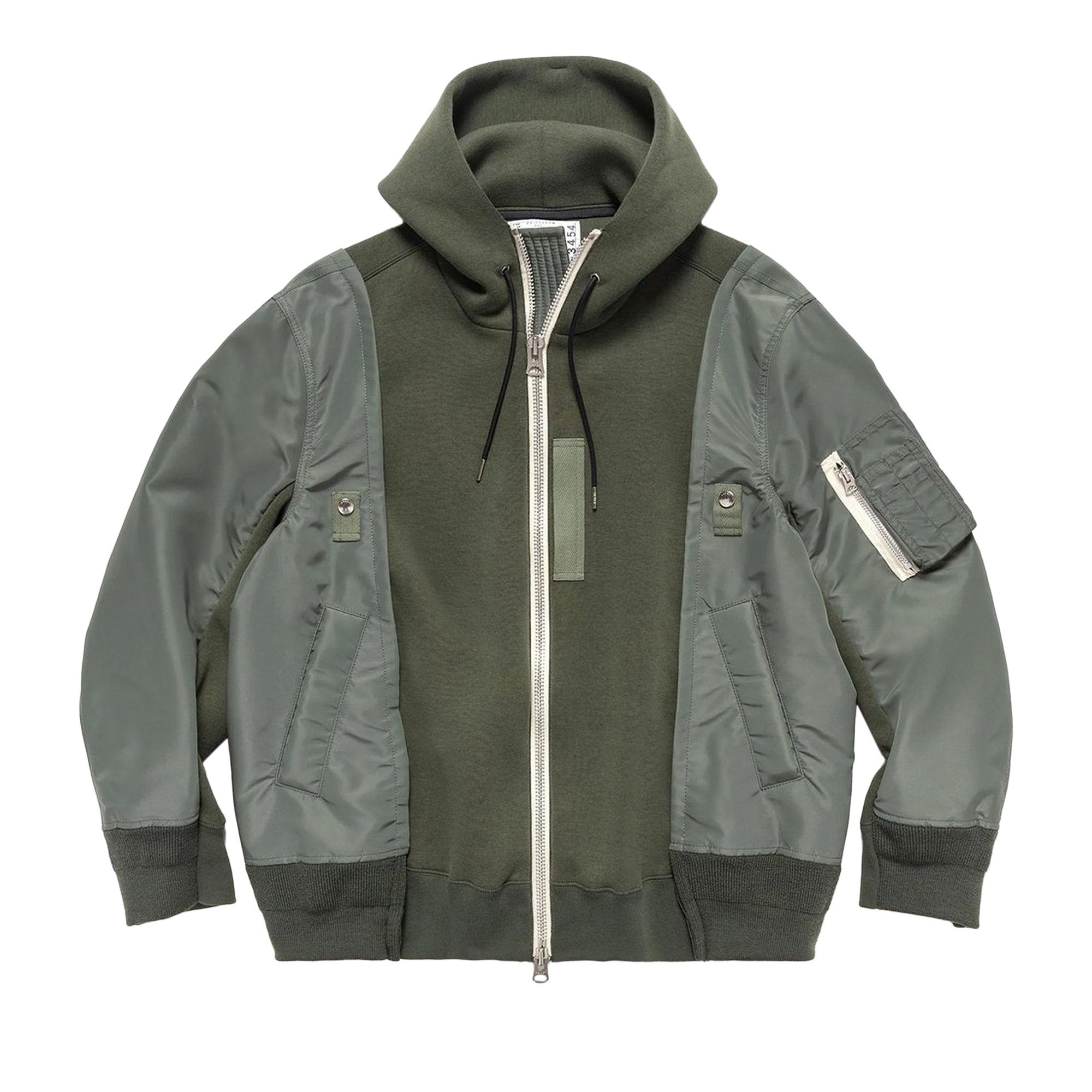 Buy Sacai Nylon Twill x Sponge Sweat Hoodie 'B/Khaki' - 24
