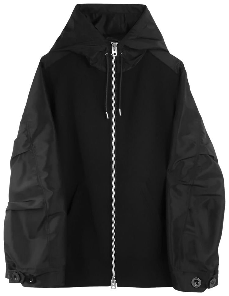 Sacai Nylon Twill x Sponge Sweat Hoodie Black