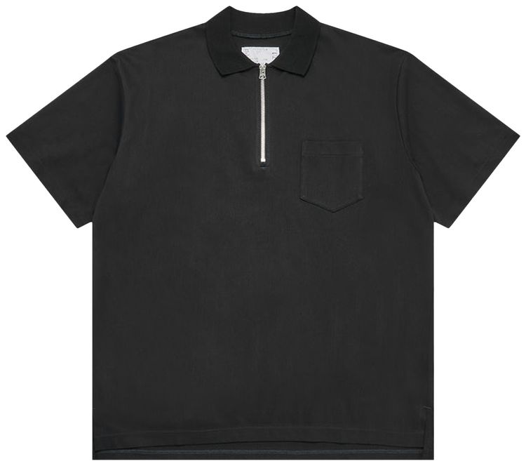 Sacai Jersey Polo Shirt Black