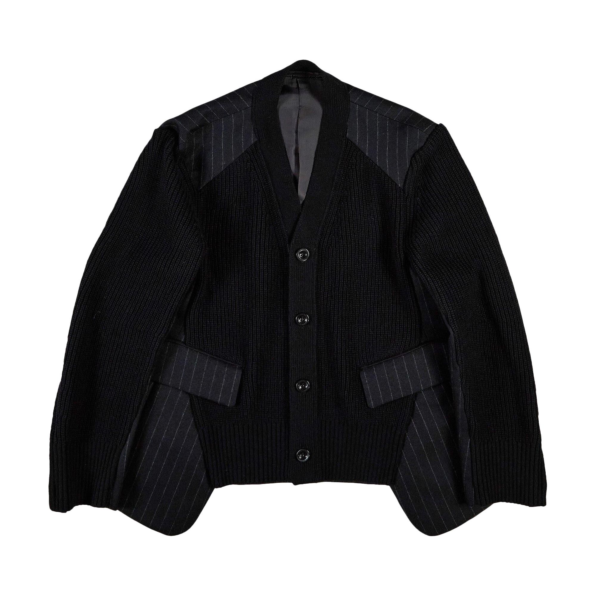 Buy Sacai Chalk Stripe x Knit Cardigan 'Black' - 24 07420 001 | GOAT