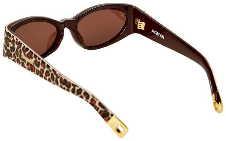 Jacquemus Ovalo Sunglasses Leopard Brown