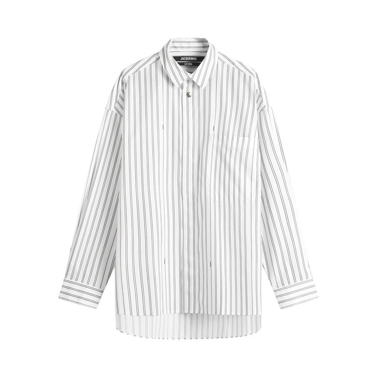 Jacquemus Long Sleeve Stripe Shirt Beige Stripes