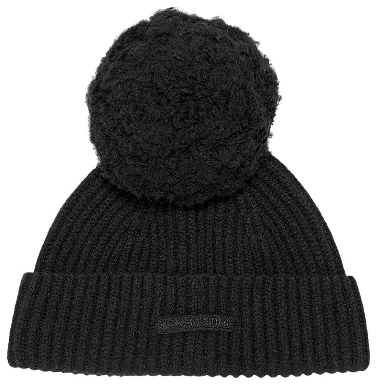Jean Paul Gaultier Wool Beanie With Pompom Black