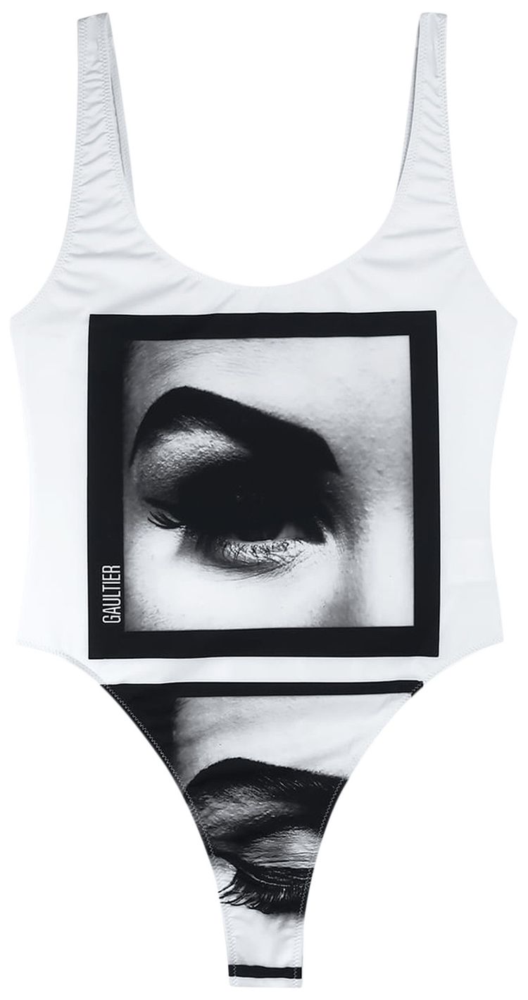 Jean Paul Gaultier Jersey Swimsuit WhiteBlack