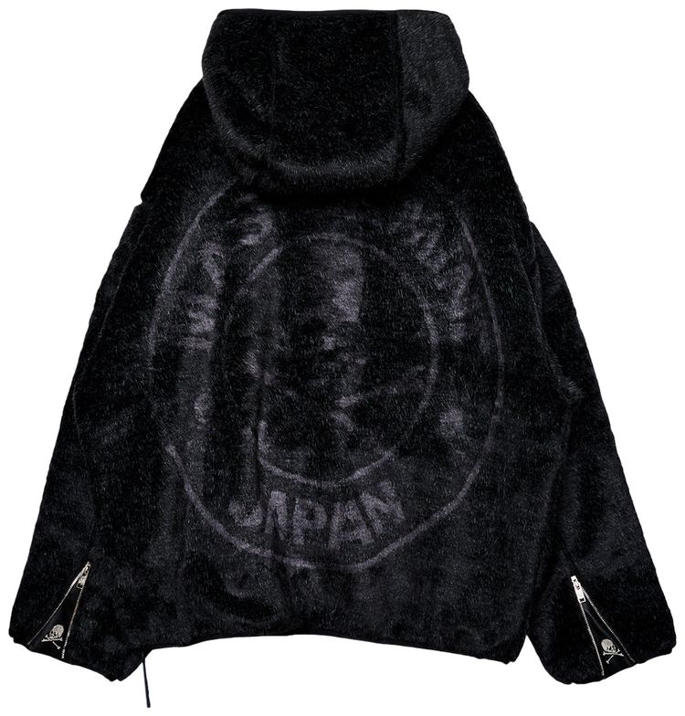 Mastermind Hooded Rabbit Fur Jacket Black