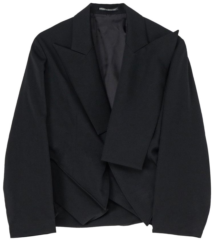 Yohji Yamamoto Box Hem Peaked Jacket Black