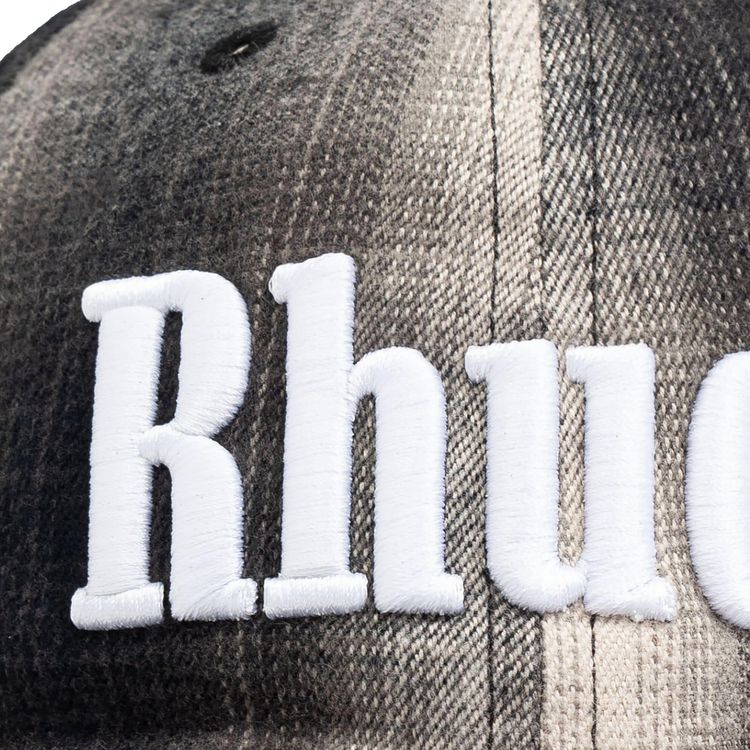 Rhude Logo Flannel 6 Panel Hat BlackGrey