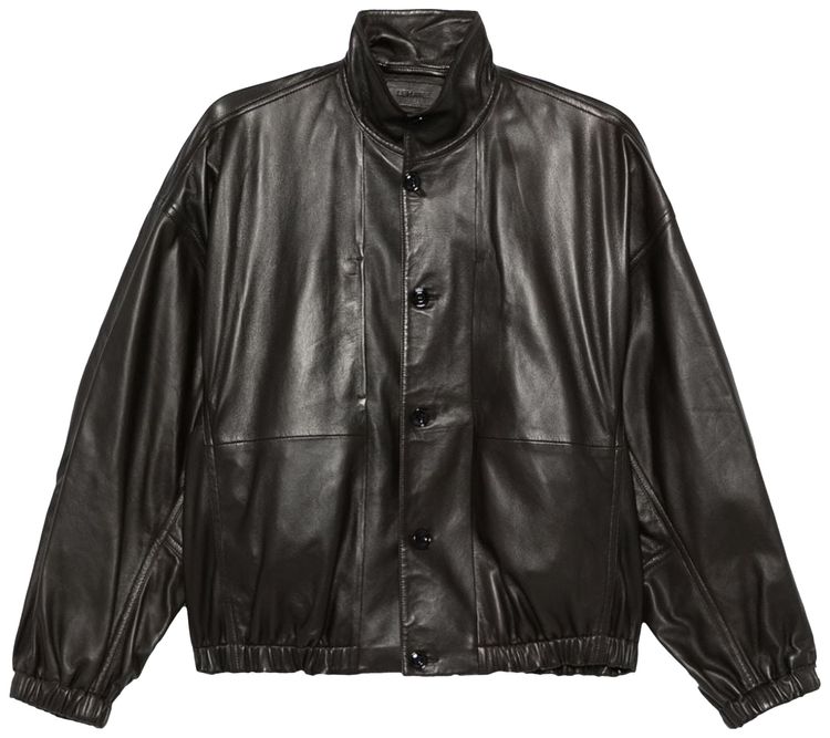 Lemaire Stand Collar Leather Blouson Dark Espresso