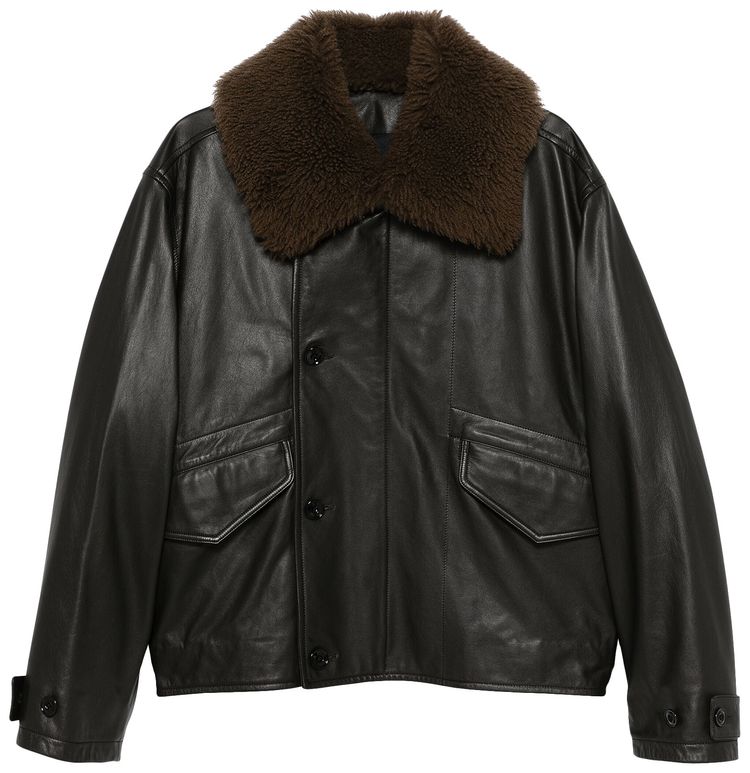 Lemaire Quilted Leather Blouson Dark Espresso