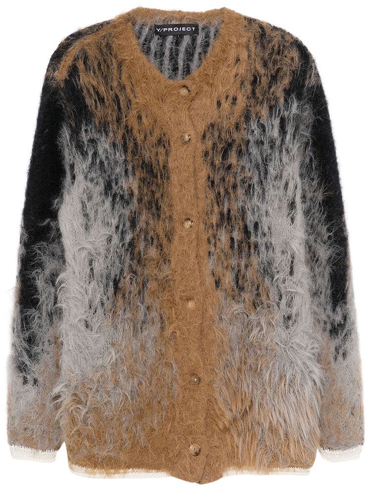 YProject Hairy Gradient Cardigan Grey