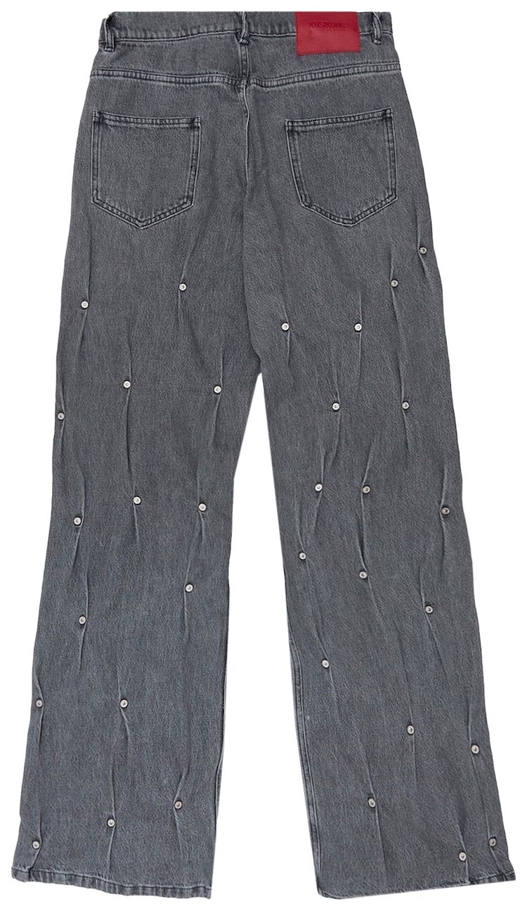 KUSIKOHC Multi Rivet Denim Pants Grey