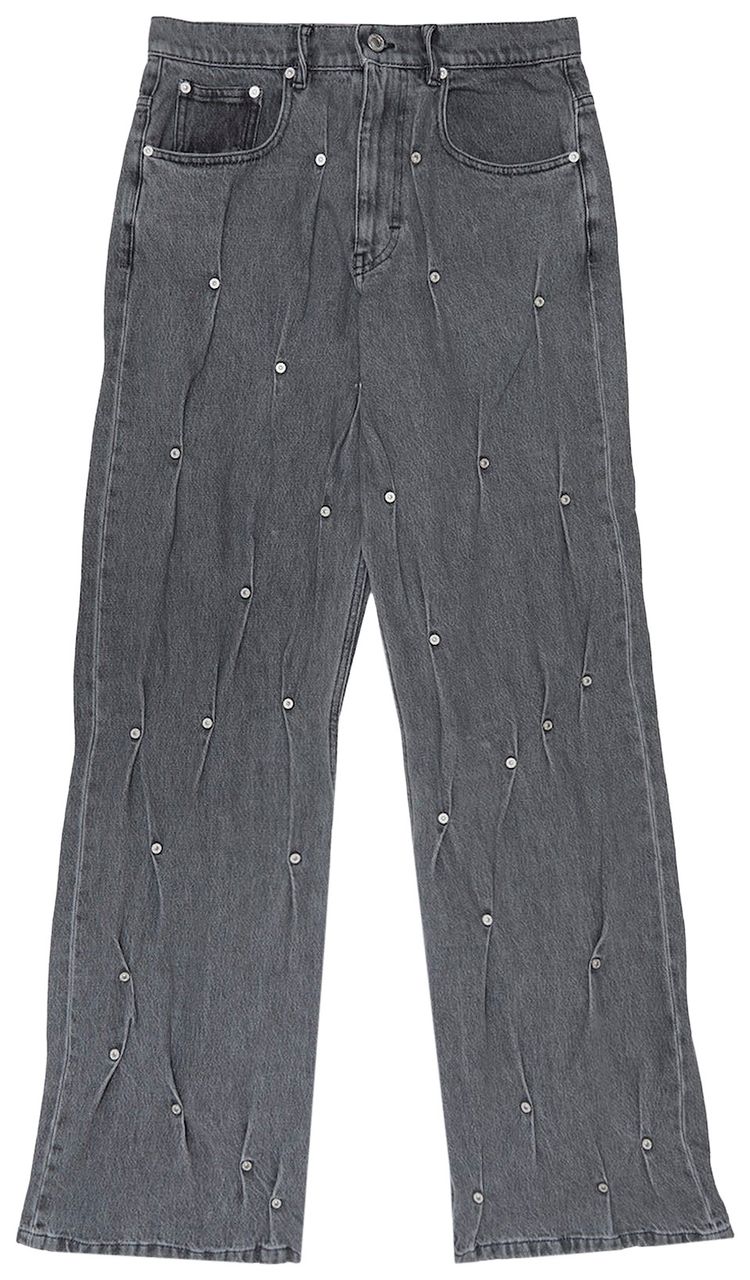 KUSIKOHC Multi Rivet Denim Pants Grey