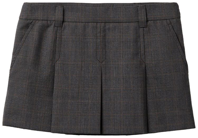 Miu Miu Tartan Print Mini Skirt Slate Grey