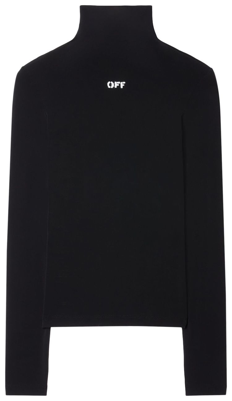 Off White Off Stamp Second Skin Long Sleeve Turtle Neck Top BlackWhite