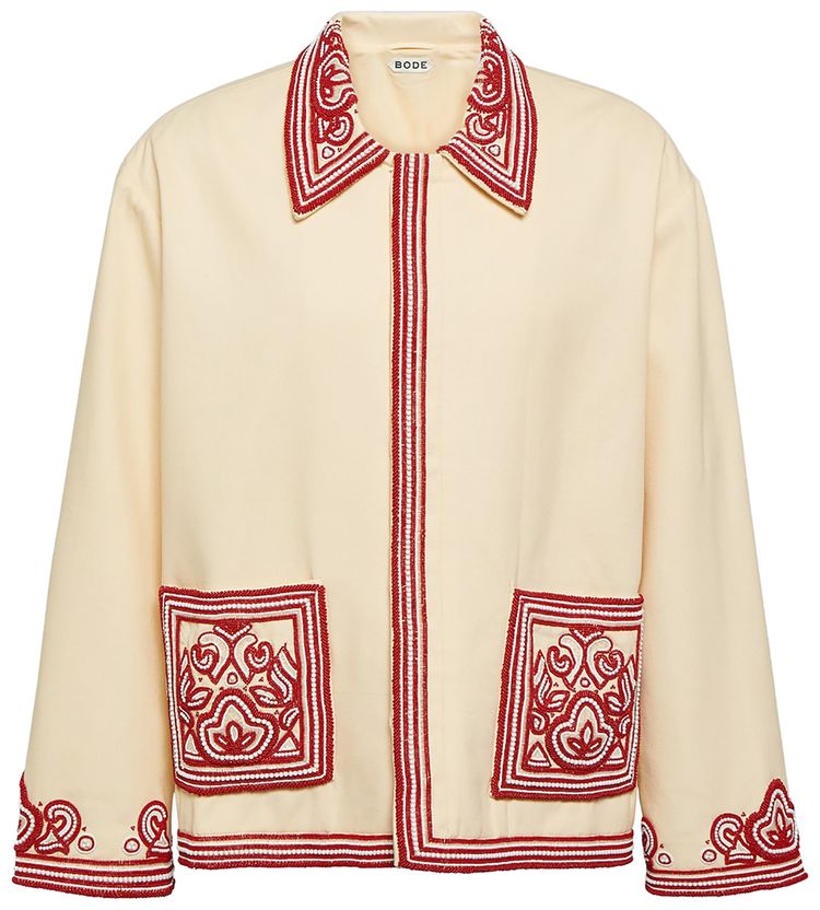 Bode Beaded Flora Jacket CreamRed