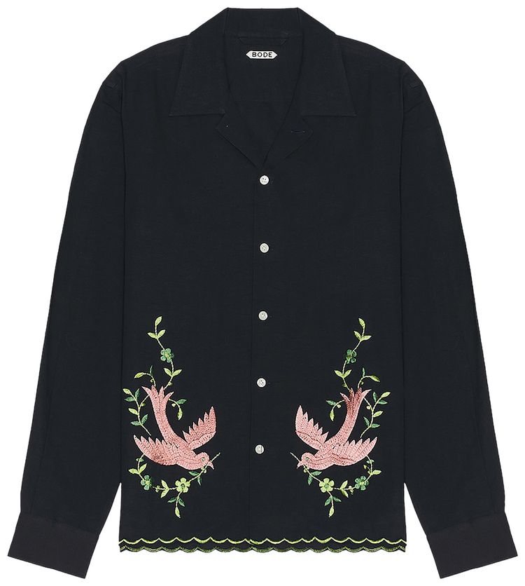 Bode Rosefinch Long Sleeve Shirt Black