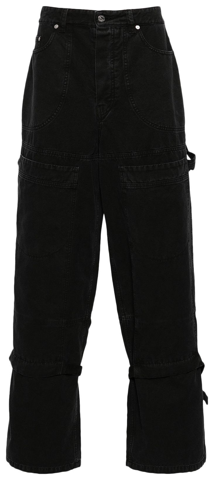 Off White Strap Detail Canvas Carpenter Trousers Black