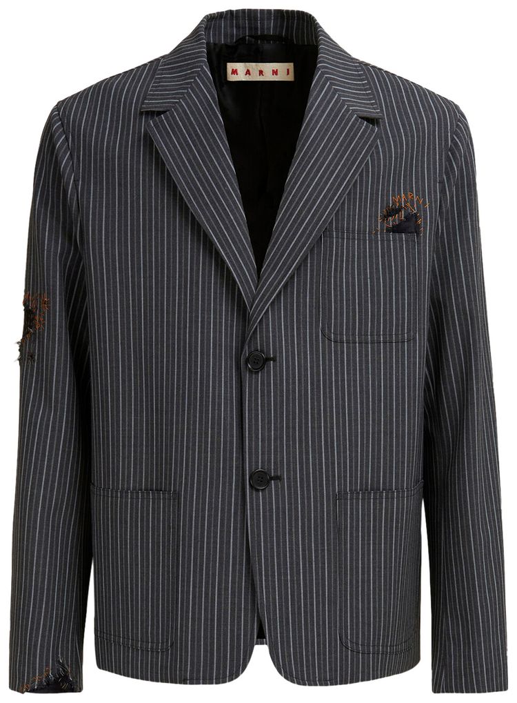 Marni Gradient Pinstripe Wool Blazer Black