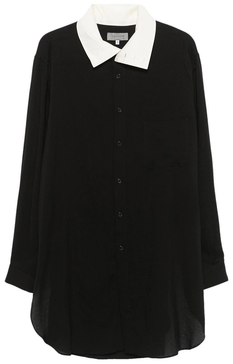 Yohji Yamamoto Pour Homme Loan Stand Cream Collar Blouse Black