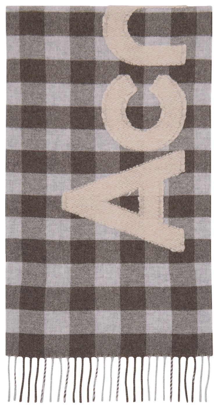 Acne Studios Check Logo Scarf BrownBeige