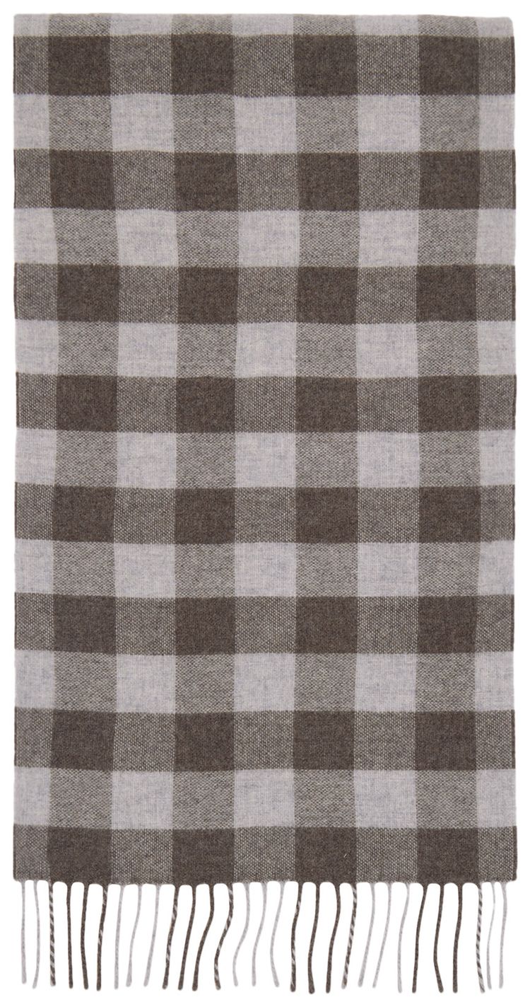 Acne Studios Check Logo Scarf BrownBeige