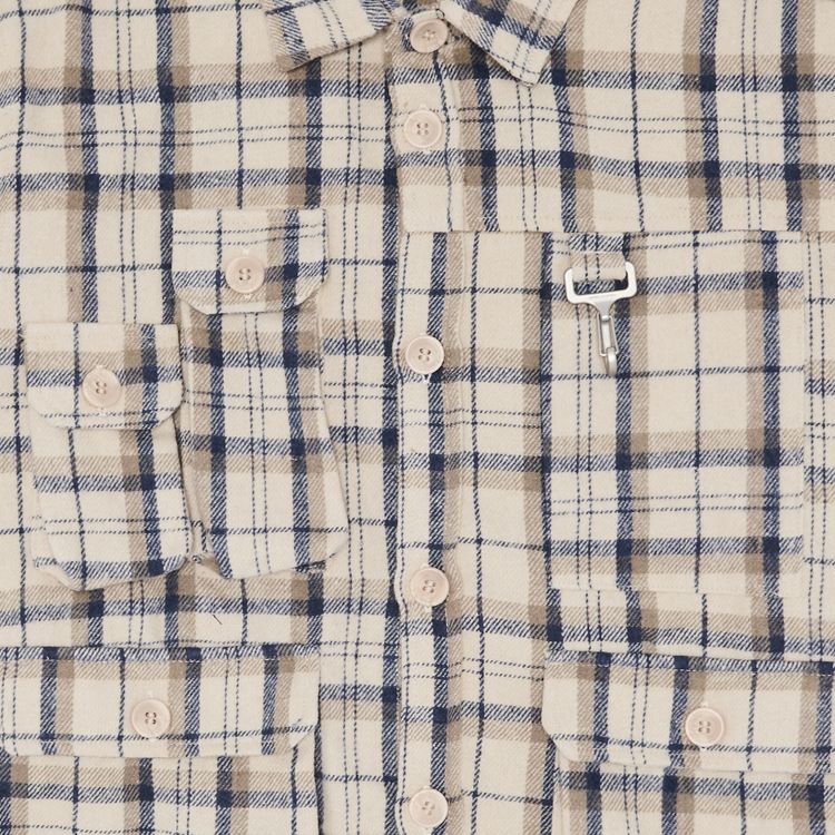 Reese Cooper Cargo Pocket Flannel Shirt Cream
