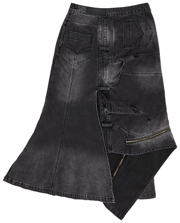 Feng Chen Wang Denim Construction Skirt Black