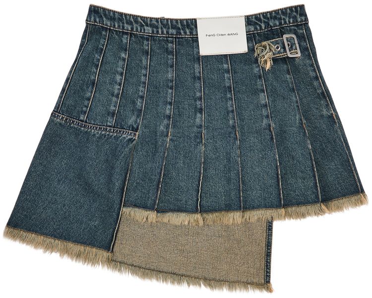 Feng Chen Wang Denim Pleated Skirt Blue