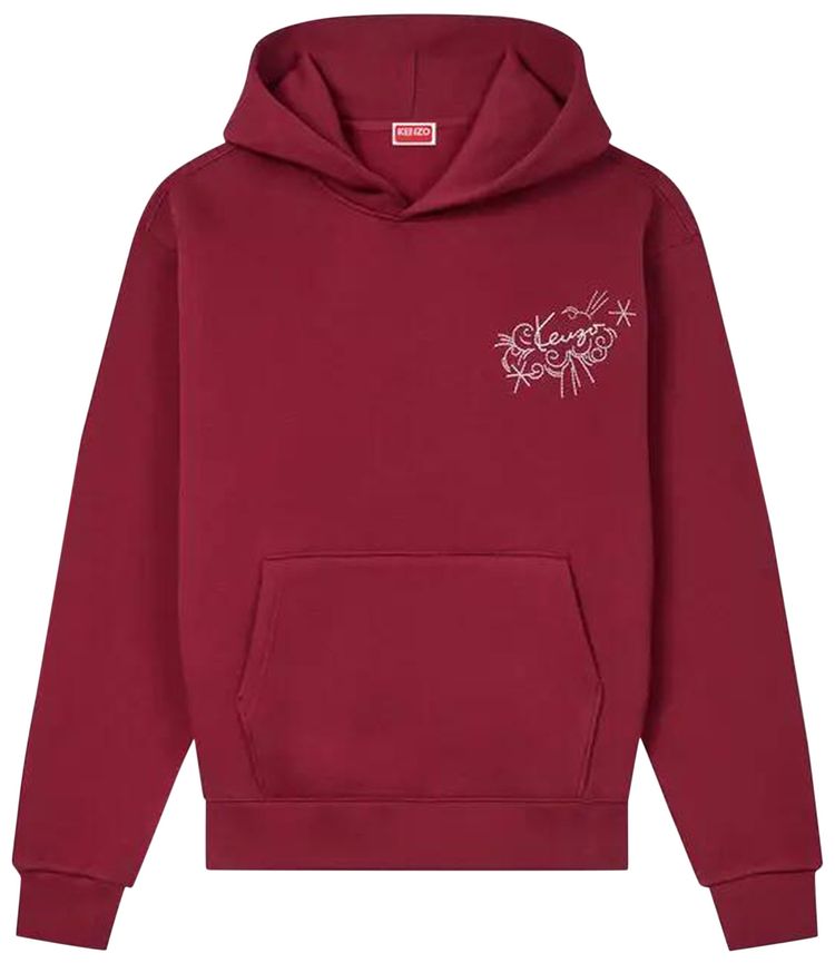 Kenzo Gots Star Tiger Embroidered Classic Hoodie Burgundy