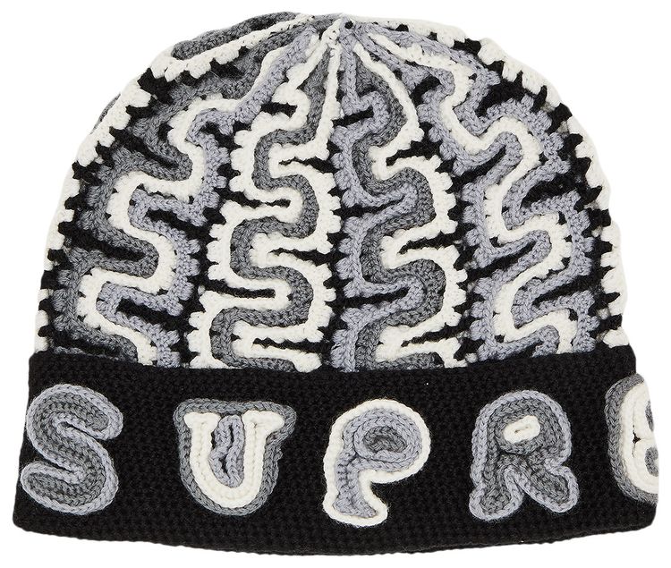 Supreme Yarn Applique Beanie Black