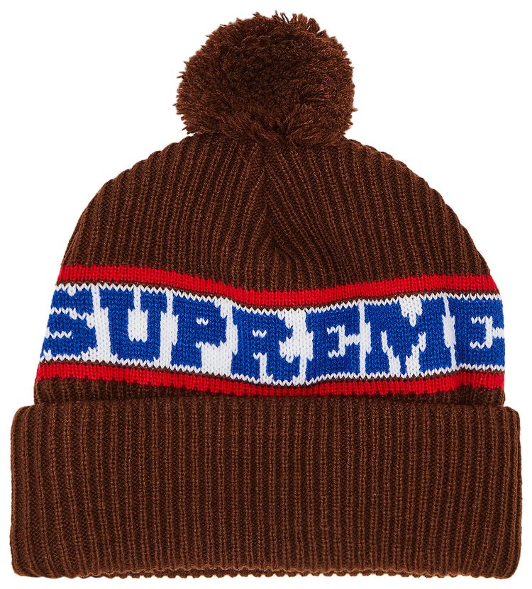 Supreme Big Stripe Beanie Brown