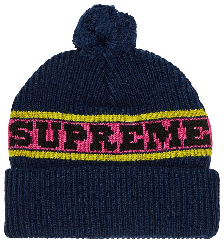 Supreme Big Stripe Beanie Navy