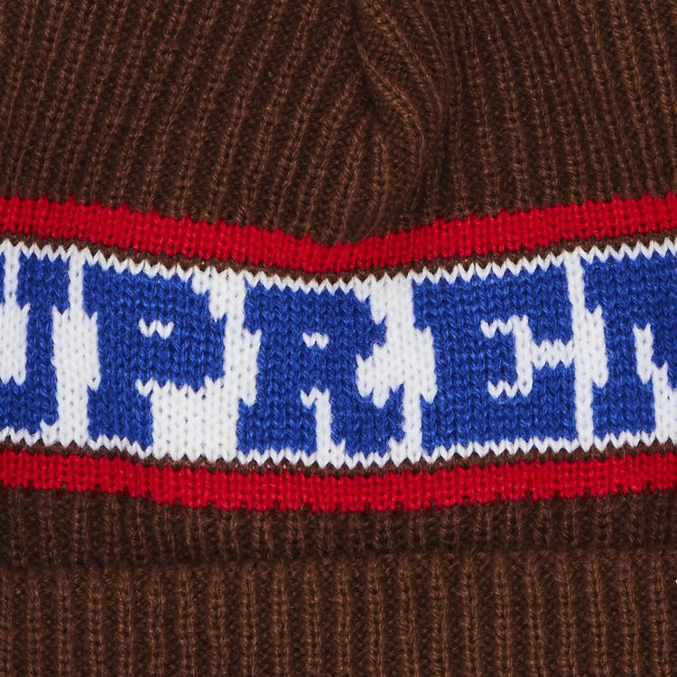 Supreme Big Stripe Beanie Brown