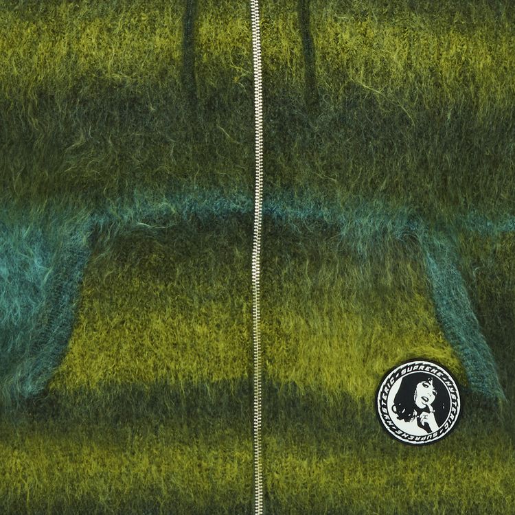 Supreme x HYSTERIC GLAMOUR Mohair Zip Up Hooded Sweatshirt Olive