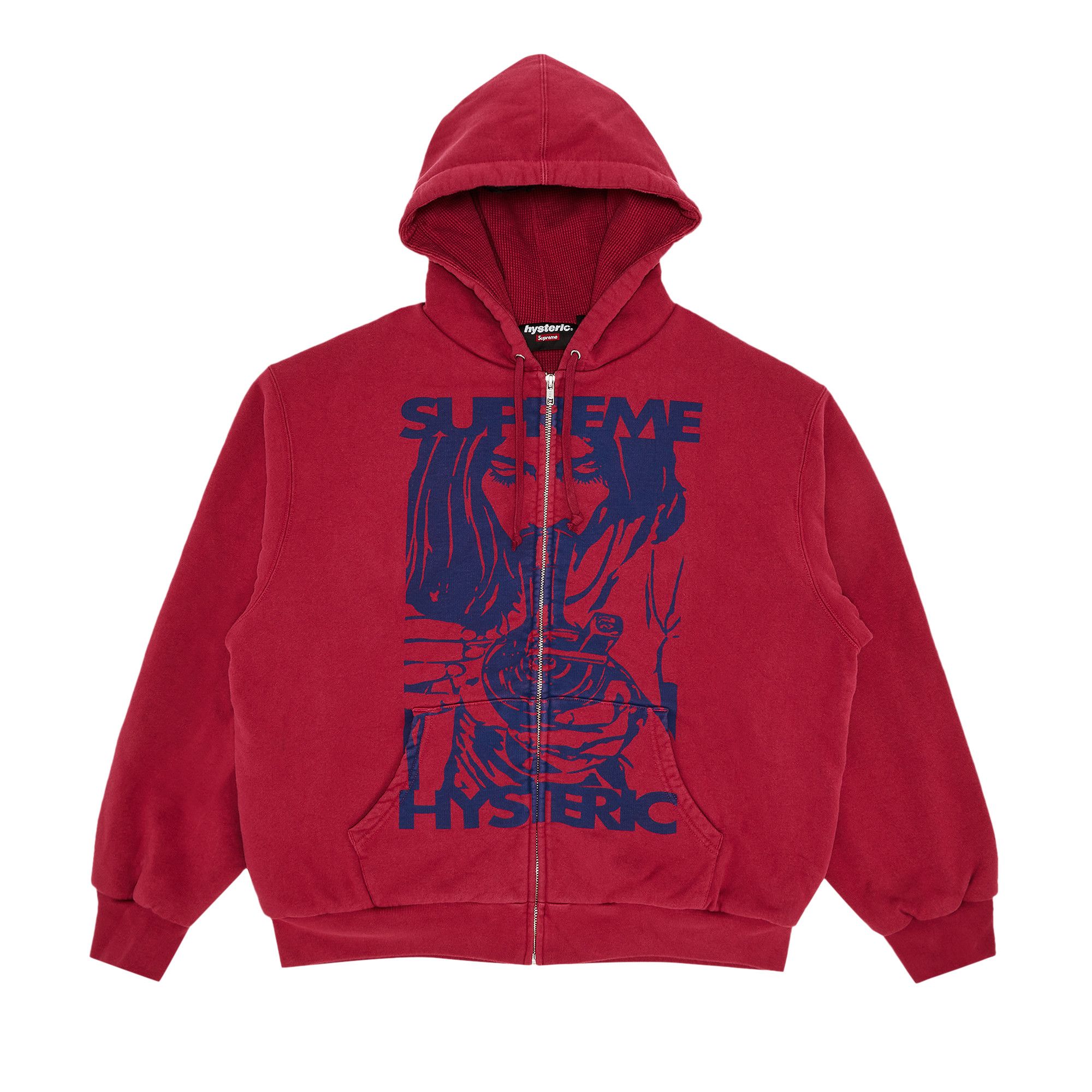 Size l Supreme x HYSTERIC GLAMOUR Thermal Lined Zip Up Hooded Sweatshirt  'Washed Red'