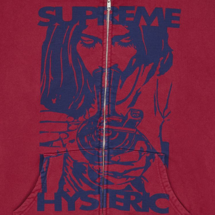 Supreme x HYSTERIC GLAMOUR Thermal Lined Zip Up Hooded Sweatshirt Washed Red