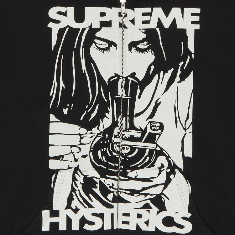 Supreme x HYSTERIC GLAMOUR Thermal Lined Zip Up Hooded Sweatshirt Black