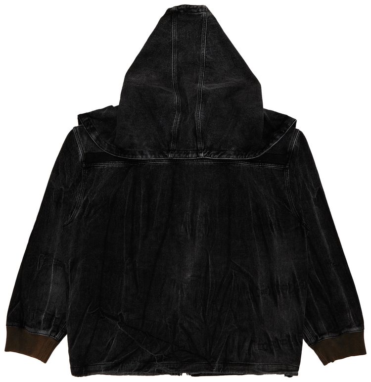 YProject Velcro Denim Jacket Black Vertical Whiskers