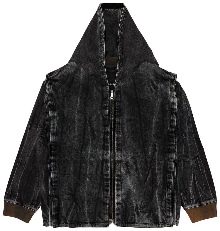 YProject Velcro Denim Jacket Black Vertical Whiskers