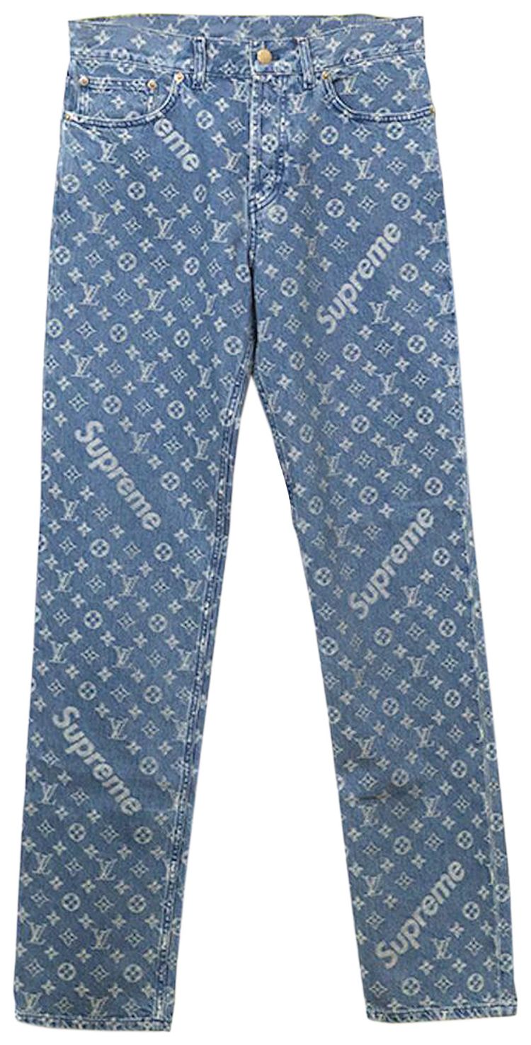 Louis Vuitton x Supreme Jacquard Denim 5 Pocket Jean Blue