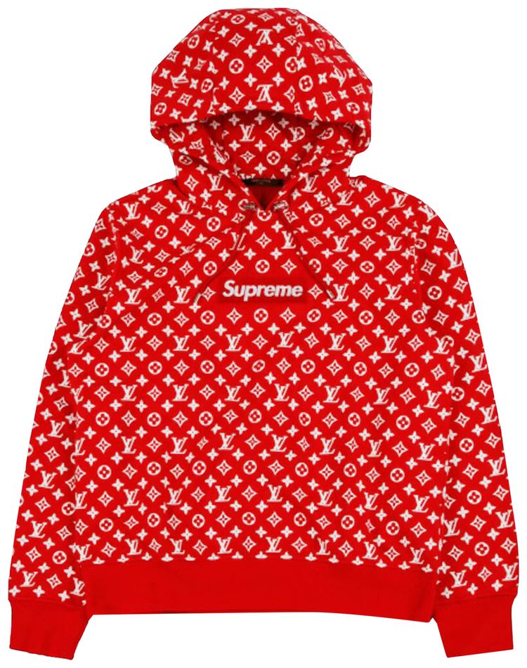 Louis Vuitton x Supreme Box Logo Hooded Sweatshirt Red