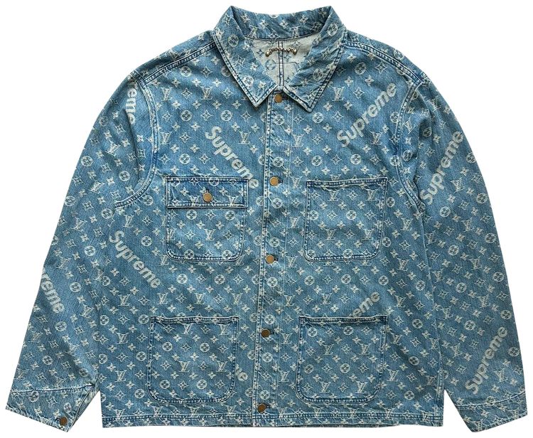 Louis Vuitton x Supreme Jacquard Denim Chore Coat Blue