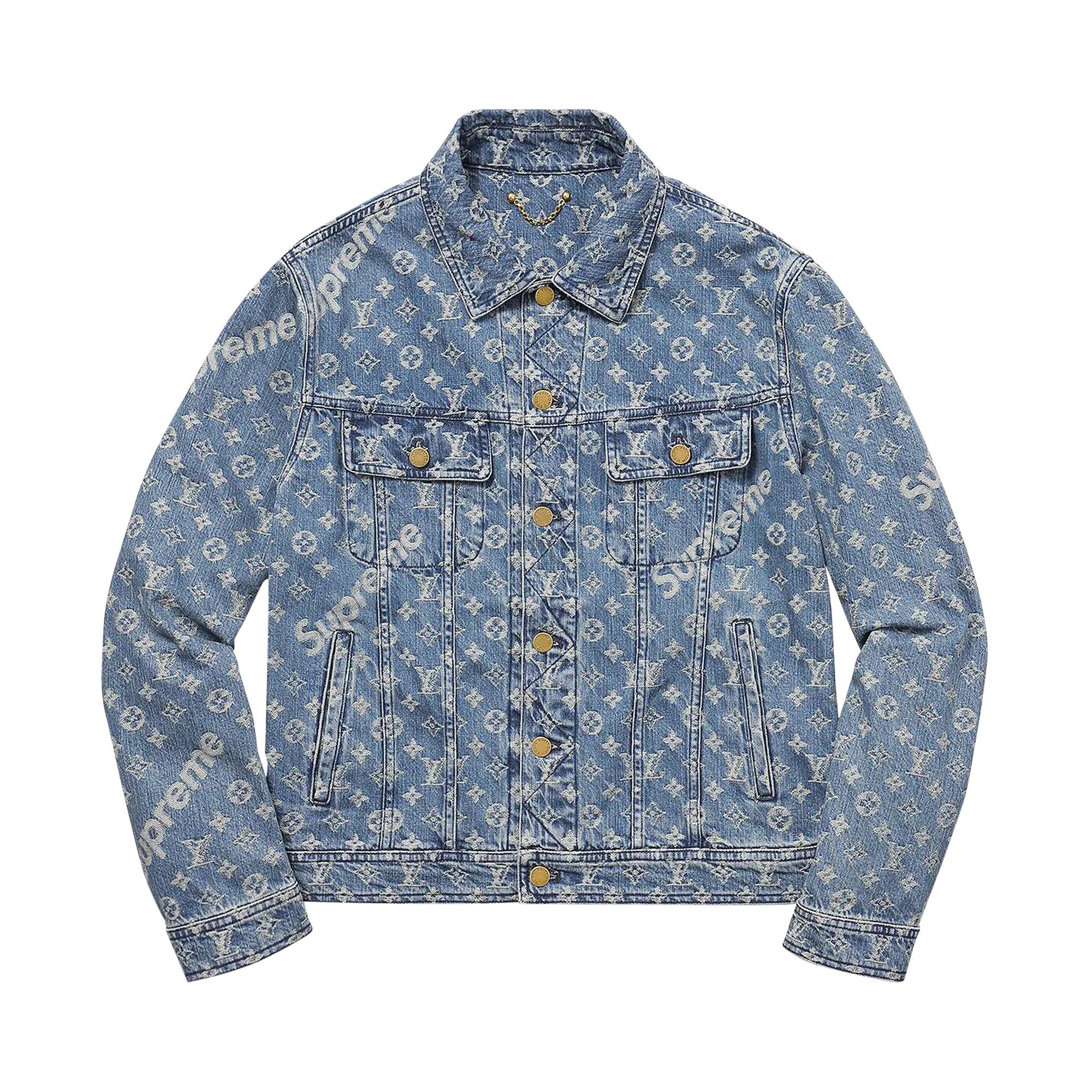 Buy Louis Vuitton x Supreme Jacquard Denim Trucker Jacket Blue 1A3F9J GOAT