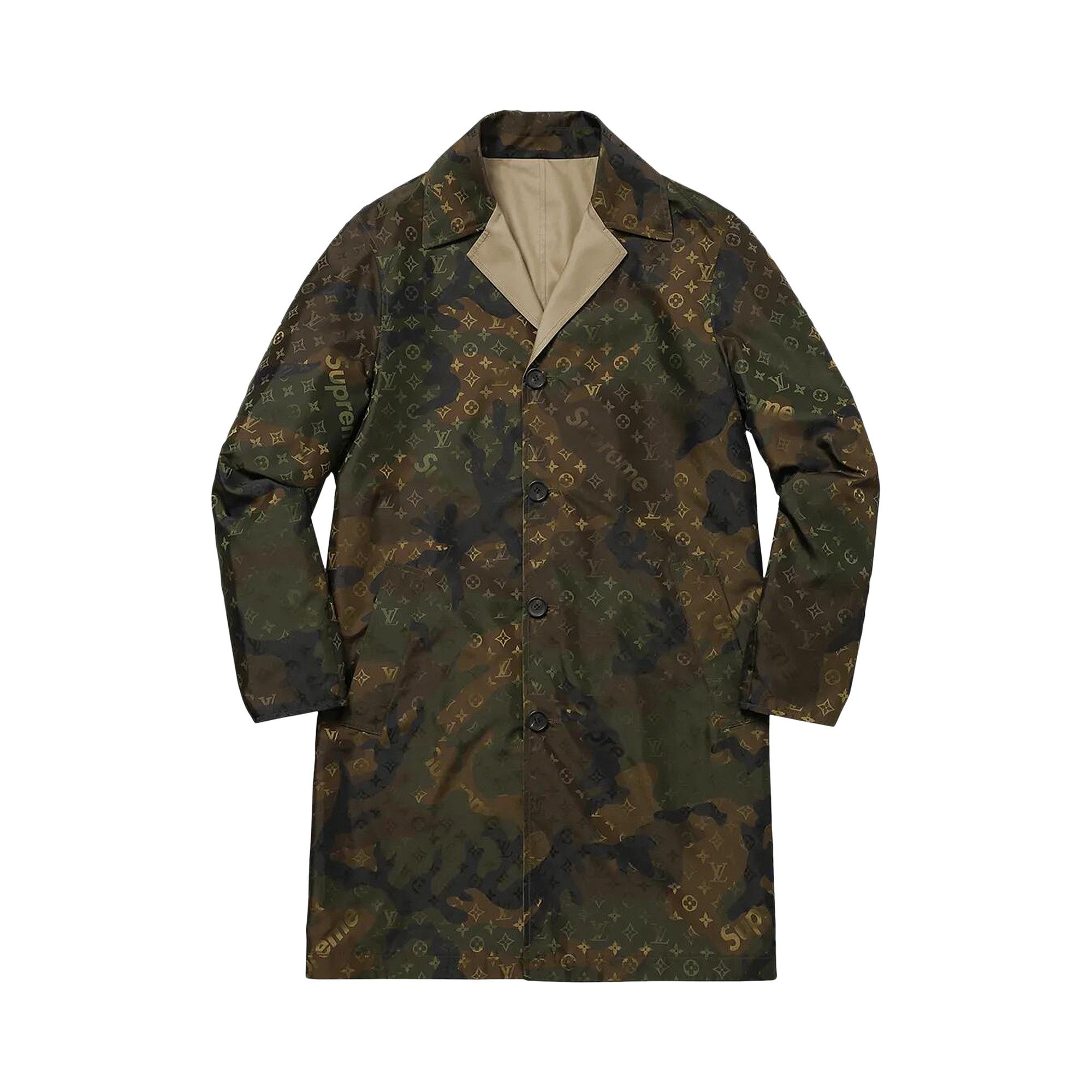 Buy Louis Vuitton x Supreme Reversible Trench Coat Camo 1A3FPZ GOAT CA