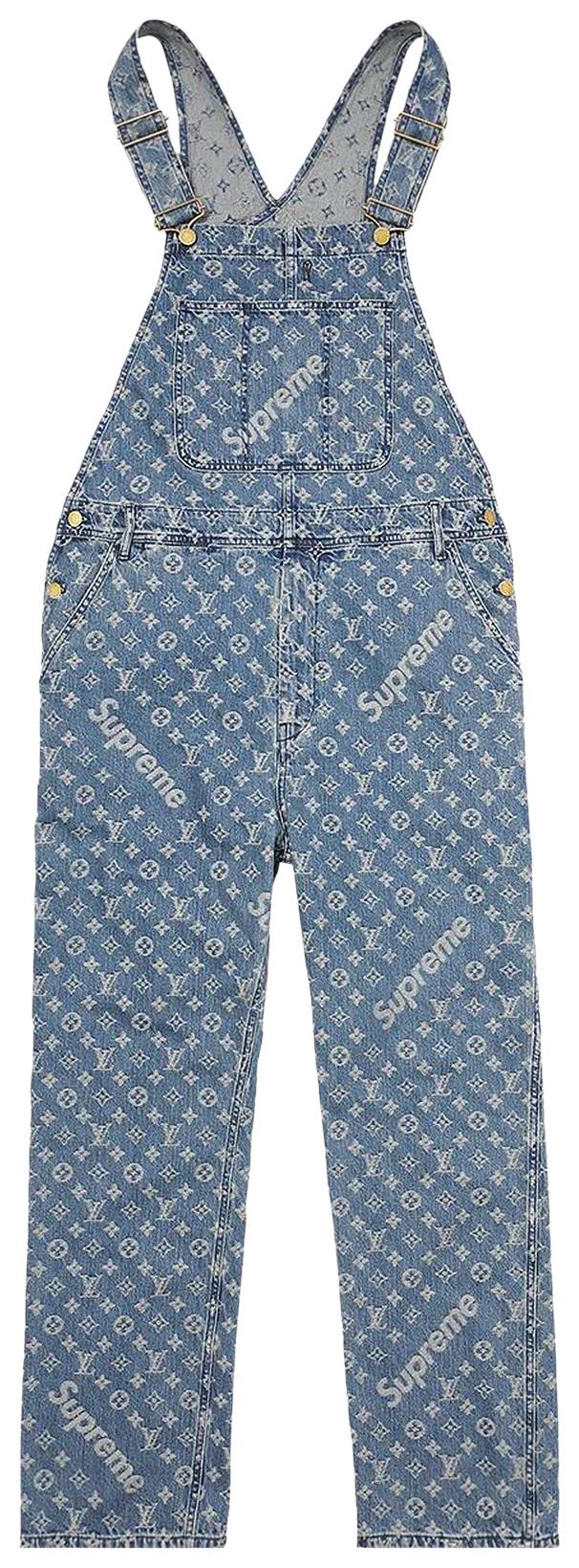 Louis Vuitton x Supreme Jacquard Denim Overalls Blue