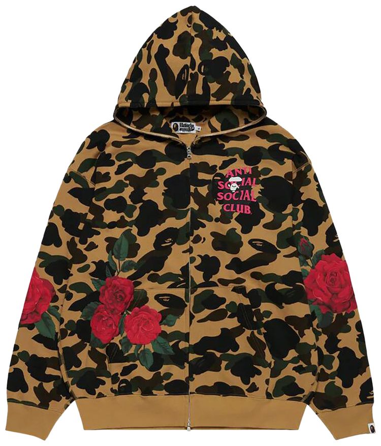 BAPE x Anti Social Social Club Full Zip Hoodie Yellow