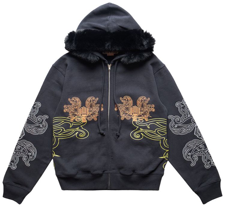 Acne Studios Printed Zipped Hoodie Black
