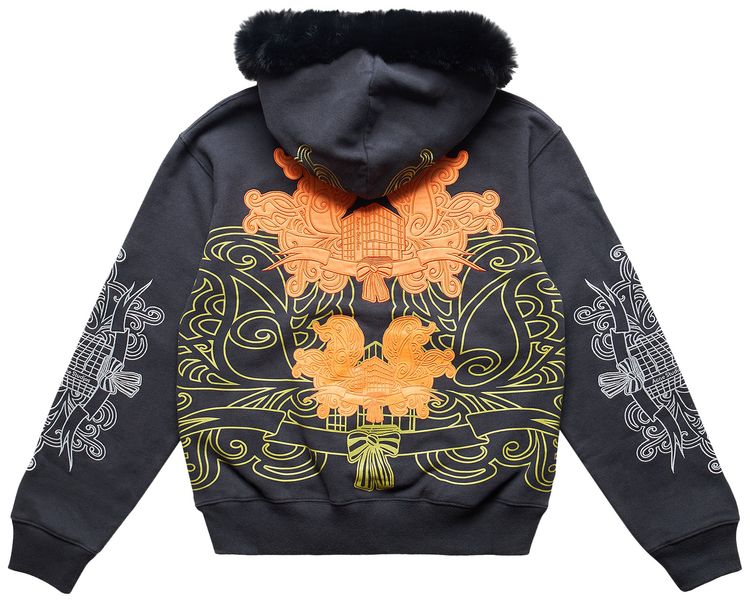 Acne Studios Printed Zipped Hoodie Black