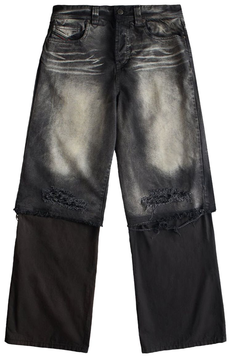 Diesel 5 Pocket Pants With Layered Leg Black