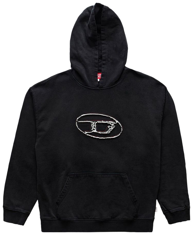 Diesel Multi Layered Logo Print Hoodie Black